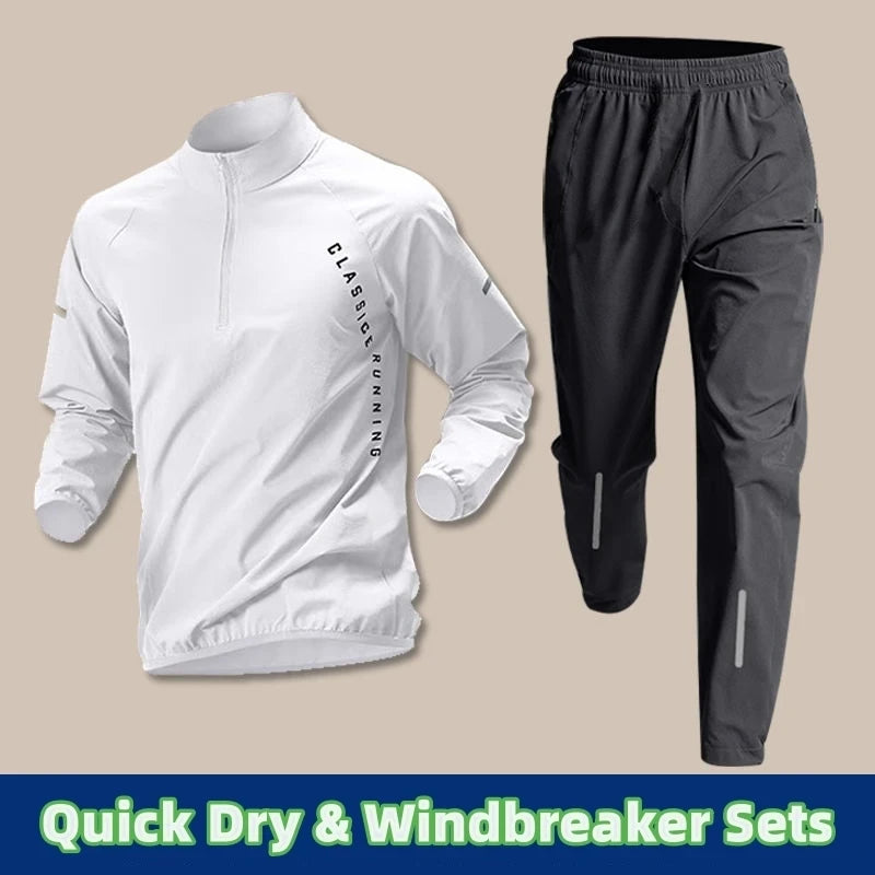 Men Gym Sets Outdoor Sports Tops Pants Trendy Youth Windbreaker Breathable Tracksuits Jogging Training Clothes Wearing 4 Season