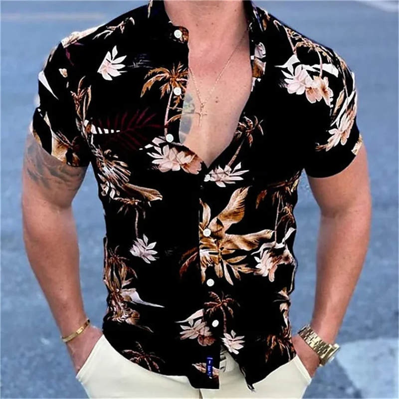 Hawaiian Shirt For Mens 2023 3D Print Short Sleeve Blouse Beach Holiday Top Tee Summer Oversized Men's Clothing Camisa Masculina