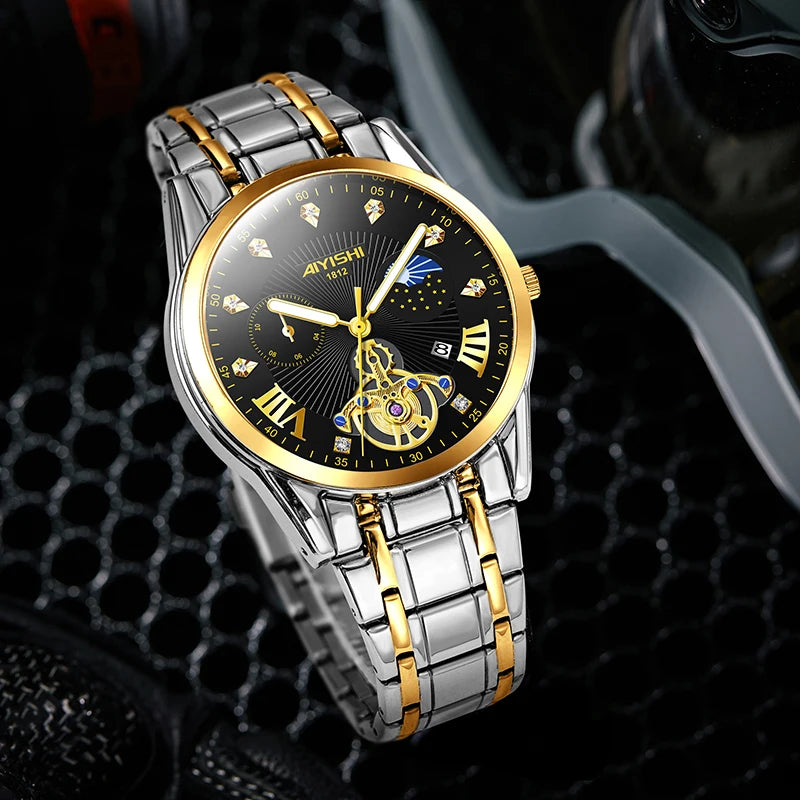 New Men's Casual Watches Non-mechanical Steel Waterproof Steel Band Luminous Steel Strap Luxury Man Quartz Watch Wrist watch
