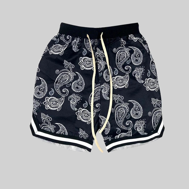2022 Harajuku Streetwear Shorts men Bandana Pattern Fashion Summer Shorts Hip Hop Casual Bottoms Elastic Wais man Casual pants